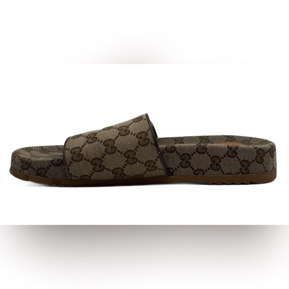 Gucci GG Monogram Canvas Platform Slide Sandals Brown Size 45 COA main image 5